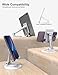 Phone Stand for Desk, Adjustable Phone Holder, Foldable Cell Phone Stand with Silicone Pad, Fully Collapsible Mobile Phone Holder, Compatible with All Mobile Phones, White