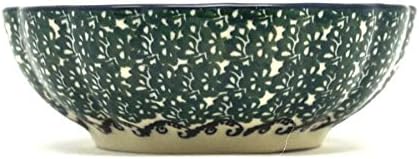 Polish Pottery Bowl - Shallow Scalloped - Small - Burgundy Berry Green