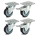 Lot de 4 roulettes pivotantes avec plaque de fixation en caoutchouc (TPR, 2 freins/2 pivotantes, modèle 6020/30050CK-x2+2) 50 mm