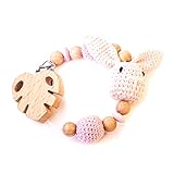 Chupetero para Bebé /Chupetero Conejo Crochet con Aro de Madera /Olesea/Cadena de Chupete Silicona Alimentaria, Mordedor para Niños