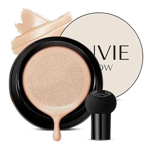 Luvie Glow Mushroom Head Foundation Cushion, 2026 New Mushroom Head Air Cushion CC Cream, Full Coverage & Moisturizing CC Cream, Long-Lasting, & Evens Skin Tone, BB Cream for All Skin Types (Ivory)