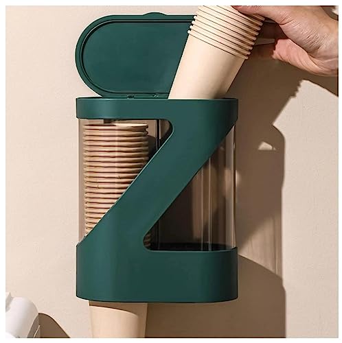 Image of Styxon Wall-Mounted Disposable Cup Dispenser with Dustproof Cover Self Adhesive Pull Type Double Tube Water Paper Cup Holder Wall Mount Cup Rack for Home & Kitchen - Random Color