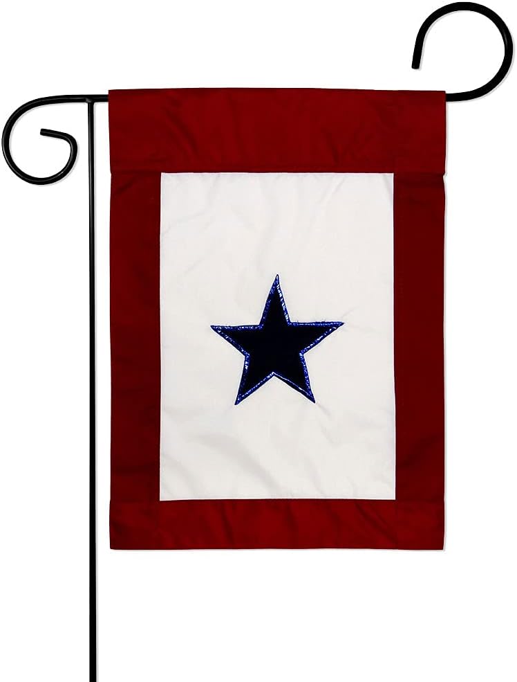 Blue Star Service Garden Flag Applique Military Memorabilia Banner Remembrance Wall Tapestry Armed Forces United State American Decorations Retired Outdoor Memorial Small Lawn Yard Marine Navy Army Veteran Gifts