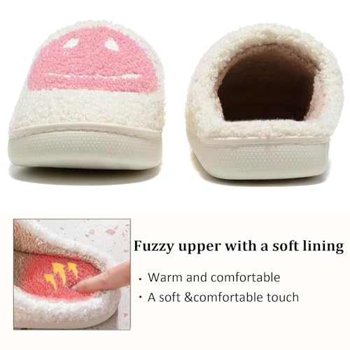 Image of Cute House Slippers for Women Men with Memory Foam Retro Happy Face Cozy Shoes