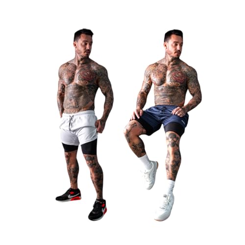 Kit 2 Bermudas Masculinas 2 em 1 Com Proteção Uv 20 Sport Revolution Bermuda Para Treinar GG Branca