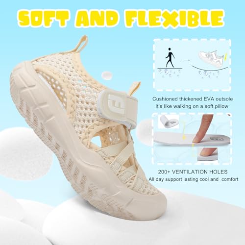 Image of JOINFREE Toddler Boys Girls Water Shoes Breathable Qucik Dry Sport Beach Sandals Lightweight Barefoot Flexible