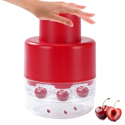 Dénoyauteur Cerises et Prune, 8 trous en acier inoxydable - Utilisation à une main - Diamètre : 25 mm - Pour cerises douces/acides, Denoioteur Cerise