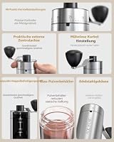 CIRCLE JOY Tragbare Manuelle Kaffeemühle mit keramischem Konischem Frässtift und 40 Externen Einstellbaren Einstellungen, Edelstahl-Hand-Kaffeemühle für Camping und Reisen, Silber – Ansicht 2