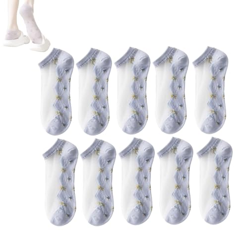 NLIADVY Breathable Ultra Thin Stretchy Athletic Socks for Women, See-Through Fashion Soft Socks (10pair-B,One Size)