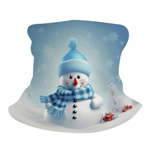 Summer Neck Gaiter Non Slip Face Cover Scarf Uv Sun Cute Snowman Printed Multi Headwear Magic For Men Women