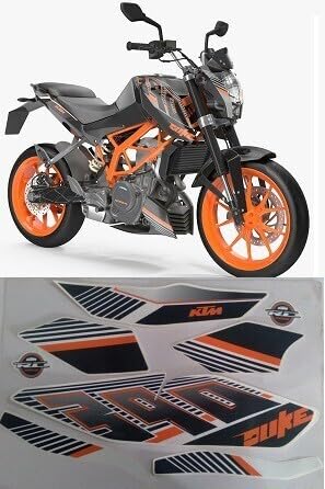 Sticker & Decal for Bike (Multicolor) (Duke_blk_390_New_ong)