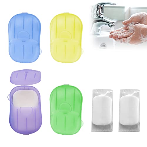 Feuille de Savon de Voyage,120 Savon en Papier pour Les déplacements en Camping pour Le Lavage en Plein Air,4 Boîtes Mini Soap en Papier Jetable Portable