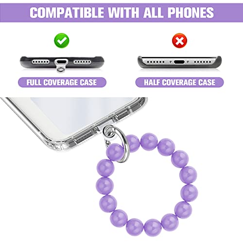Cobee Beaded Phone Lanyard - Hand-Free Wrist Cell Phone Straps With 2 Pcs Transparent Phone Patches Detachable Handmade Natural Stone Kawaii Beaded Phone Charm Bracelet Keychains For Women(Purple) #TOP4