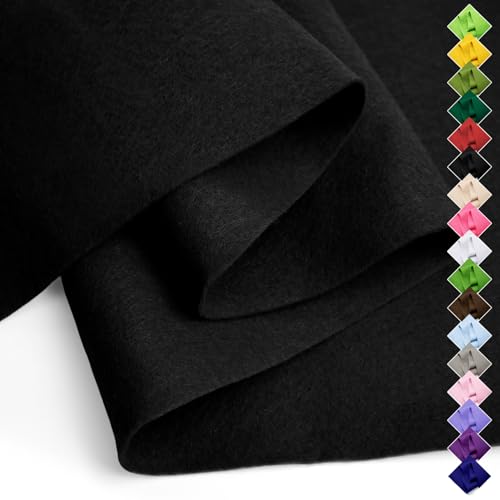 Image of Soft Felt Fabric Sheet 18 inch x 36 inch, 1.6mm Acrylic Craft Felt, Black | Soft Thick Felt by The Yard, Large Precut Sheet, Nonwoven Fabric for Sewing DIY Crafts, Classroom & Home Decor