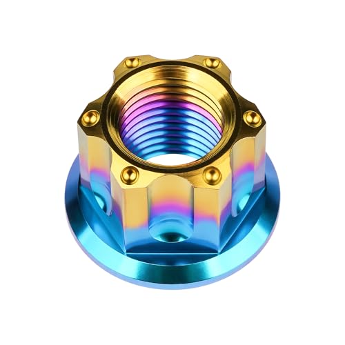 Image of Titanium M6 M8 M10 M12 M14 M16 Flange Bolt Nut Bicycle Motorcycle Rear Axle Car Modification Accessories Pack of 6 (M12 Pitch 1.25mm, Iridescent Blue)