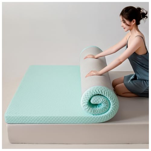 Genérico Colchón De Futón De Suelo Japonés, Almohadilla For Dormir De Tatami Gruesa, Almohadilla Plegable Enrollable, For Coche, Tienda De Campaña, Dormitorios, Invitados, Dormitorio(Blue,90x200cm)