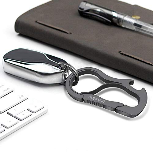 Idakekiy Stainless Steel Anti-Lost Keychain Carabiner Opener Larger Version (2Pcs Dark Gray) - Thumbnail 5