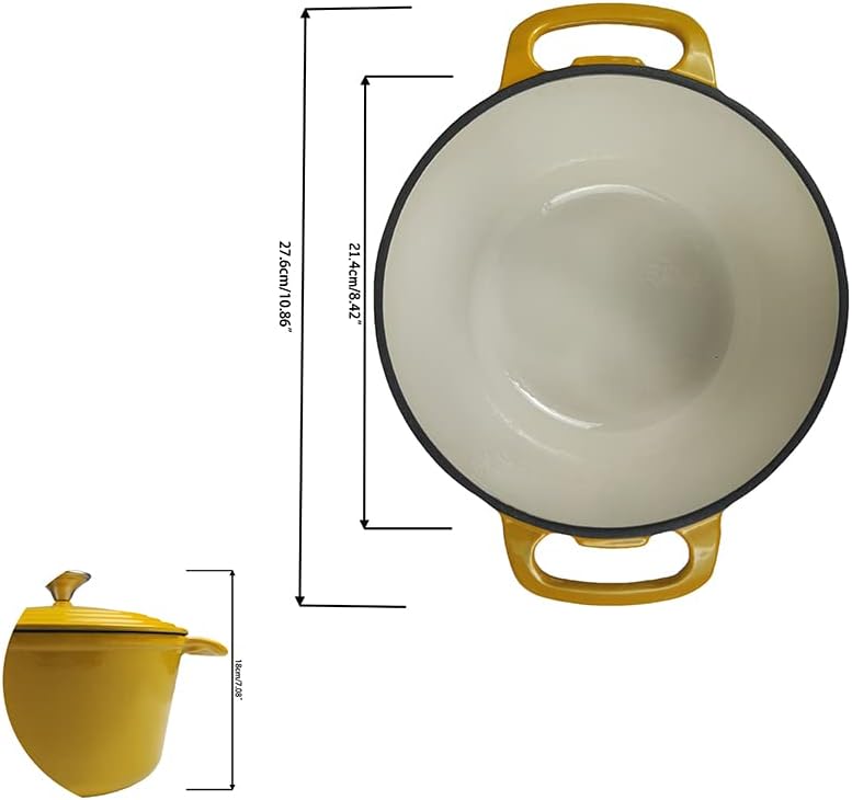 HAWOK 3.5 qt Enameled Cast Iron Dutch Oven, Dia. 8.5 inch with Lid, Yellow