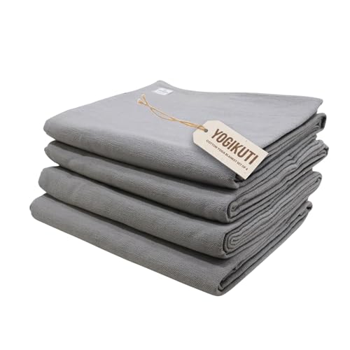 Yogikuti Iyengar 100% Cotton Yoga Blanket Grey Set of 4pcs Premium Blanket for Support & Comfort in Iyengar Yoga & Restorative Poses by Yogikuti - Used condition - US$130.82