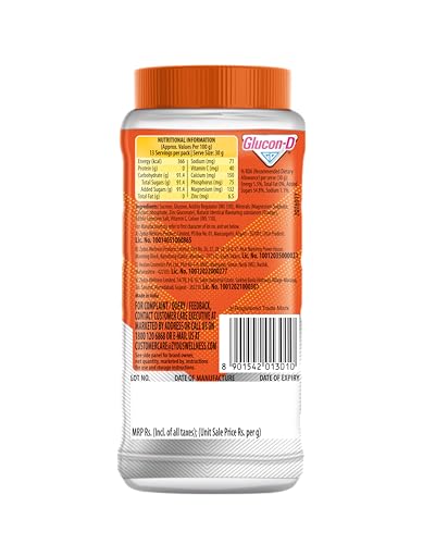 Image of Glucon-D Instant Energy Drink Powder Jar 400 gm | Energy, Recovery, Immunity | Tangy Orange