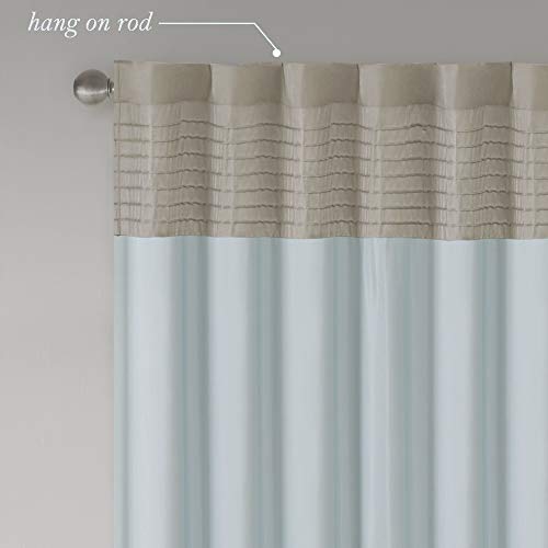 Madison Park Amherst Single Panel Faux Silk Rod Pocket Curtain With Privacy Lining For Living Room, Window Drape For Bedroom And Dorm, 50X84, Blue #TOP2