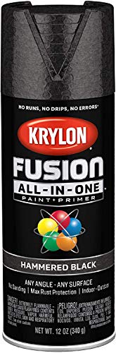6-Pack of 12 Oz Krylon K02782007 Black Fusion All-In-One Paint & Primer Spray Paint, Hammered