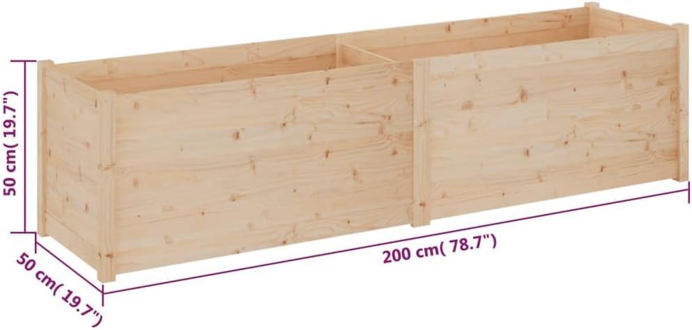 vidaXL Planter, Outdoor Raised Garden Bed for Vegetables Flowers Herbs, Flower Box for Backyard Patio Balcony Deck, Solid Wood Pine