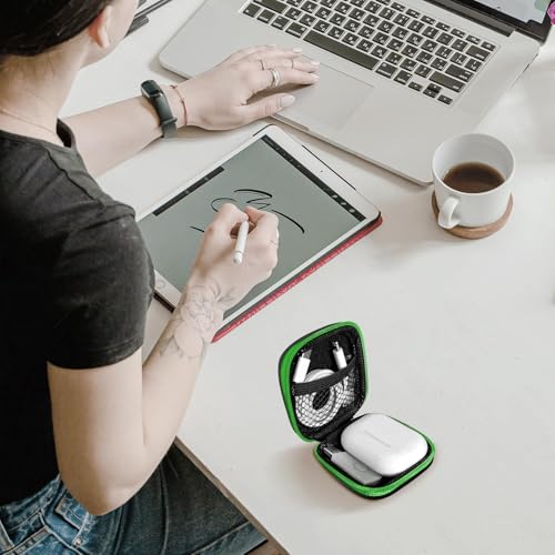 Woyinger 2Pack Square Earbud Case Portable EVA Carrying Case Storage Bag Cell Phone Accessories Organizer with Carabiner for Earphone, Earbud, Earpieces, SD Memory Card, Camera Chips-Purple/Green - Thumbnail 5