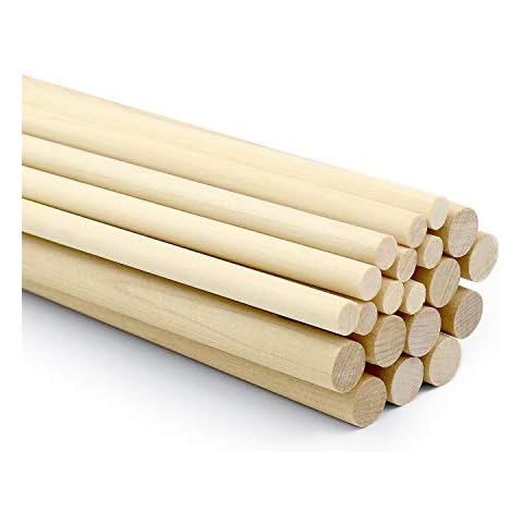 20 Pcs Wooden Dowel Rods for Craft, Unfinished Natural Wood Craft Dowel Sticks 1/4 Inch / 2/5 Inch x 12 Inch Cover