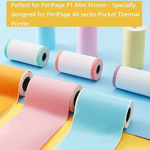 9 Pieces Thermal Printer Paper Colorful Mini Printing Paper Roll And Self-Adhesive Printable Sticker Compatible With P1 Mini Printer Peripage A6 Series Printers Portable Thermal Printers, 57 X 30 Mm #TOP4