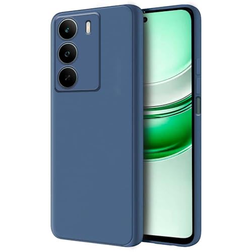Image of Fashionury Liquid Silicon Back Cover for Realme P3 Lite 5G / Narzo 80 Lite 5G / Realme C73 5G / Realme C75 5G | Camera Protection | Anti-Fingerprint | Inner Velvet Fabric | Ultra Slim Case (Blue)