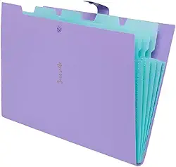 Pasta Sanfonada Plastica A4 5 Divisoes Lilas Pastel 111129