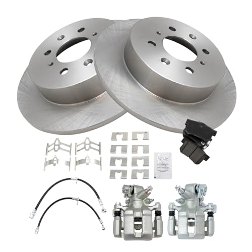 Image of TRQ Rear Brake Pad & Rotor Kit Ceramic Compatible with 2002-2003 Honda Civic