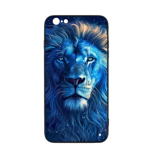 CRIVOTA for iPhone 6/6S Case - Cool Lion Design, Glass Back + TPU Inner Shell, Extreme Slimness, Scratch-Resistant, Precise Cutouts, Military-Grade Protection, Cell Phone Cases for Men Women