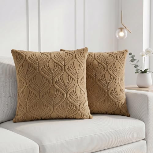 Image of Yellow Weaves Jacquard Cushion Covers | Sofa Cushion Covers | Throw Pillow Cover for Sofa, Couch, Living Room| Removable & Washable | 16x16 Inches, Set of 2 (Golden Brown)