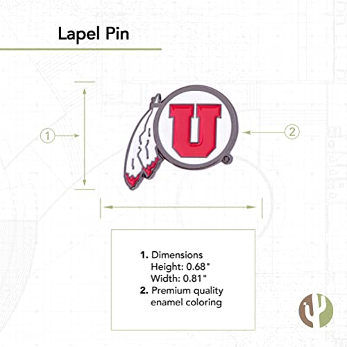 Image of Desert Cactus University of Utah Lapel Pin UTAH Utes Made of Metal for Formal Wear, Bag and Hat Jewelry, and Tie Tack (Pin 2)