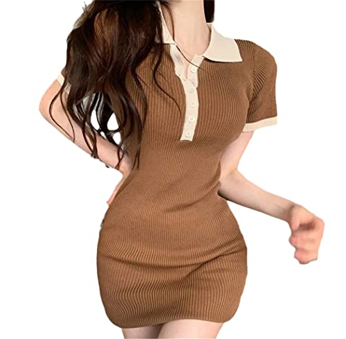 Robe polo moulante pour femme style coréen chic chic et stretch