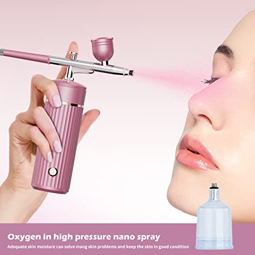 Airbrush-Kit Rechargeable Cordless Airbrush Compressor - Auto Handheld Airbrush Gun, Airbrush Set Portable Wireless Air Brush For Barber, Nail Art, Cake Decor, Makeup, Model Painting（Rose Gold） #TOP4