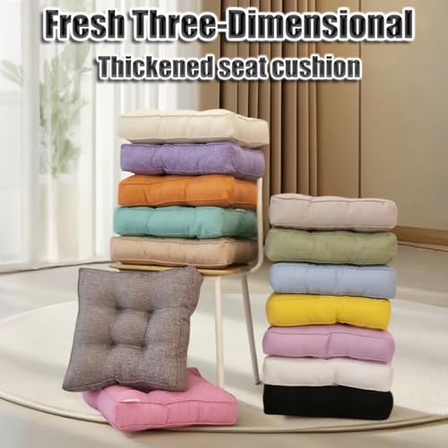 Sitzkissen Stuhlkissen 40x40x9cm für Indoor und Outdoor aus Baumwolle Dicke Polsterung Steppkissen/Bodenkissen, Stuhl Sitzpolster Passt für Haus, Garten, Büro und Autositze,Grau