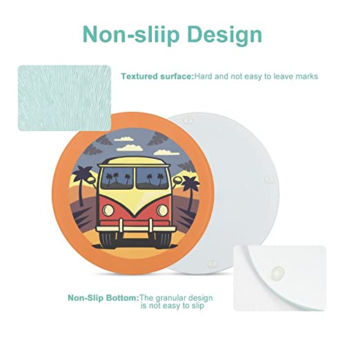 Planche à découper en verre retro bus cuisine 20 cm