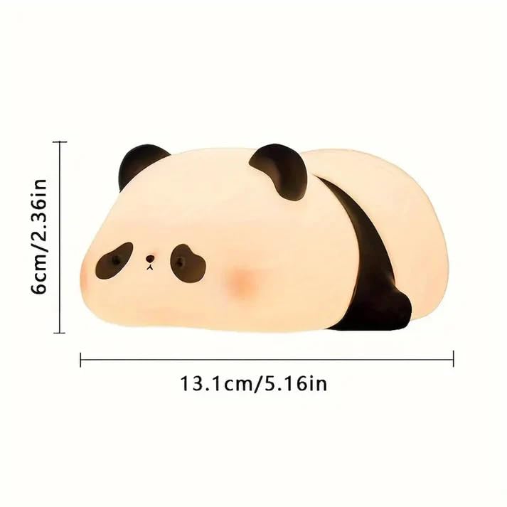 Image of XERGY Cute Sleeping Panda Silicone Night Light - USB Rechargeable, 7 Color Changing, LED Lamp with Tap Control & Timer for Kids, Bedroom, Gifts & Home Decor