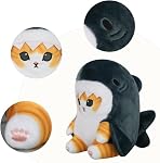 Shark Jouet en peluche de chat, mignon chaton en costume de requin animal farci, doux cadeau de jouets Kawaii pour les enfants & Ventilateurs d'anime(8inch,Bleu)