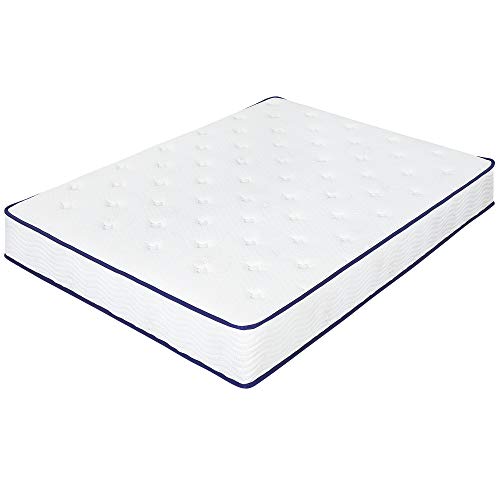 Primasleep 10 Inch Hybrid Tight Top Spring Mattress,White/Blue Piping/Dura I Gel Foam (King) #TOP2