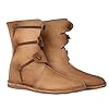 Cachorro 1 Pair Medieval Round Toe Flat, Vintage Viking Renaissance Boots, Steampunk Retro Men's PU Leather Ankle Boots, Fashion Lace Boots,Khaki,44 #2