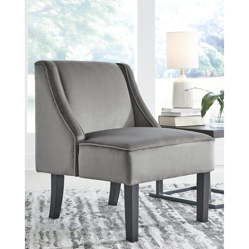 Signature Design by Ashley Janesley Velvet Wingback Modern Accent Living Room Chair, Gray