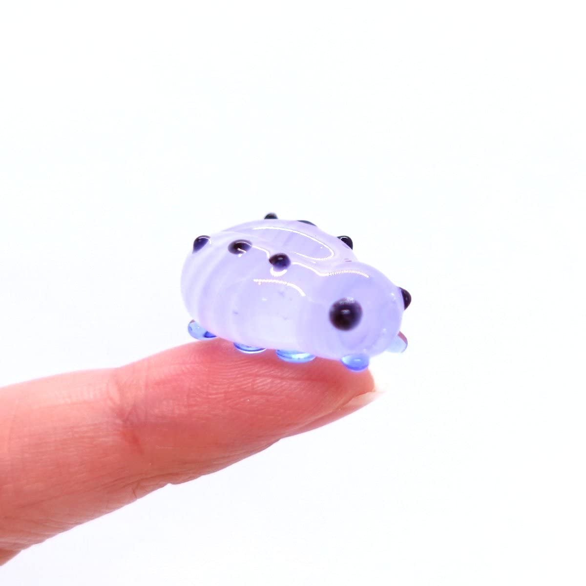 Sansukjai Ladybug Tiny Figurines Hand Blown Color Glass Art Animals Collectible Gift Home Décor, Purple