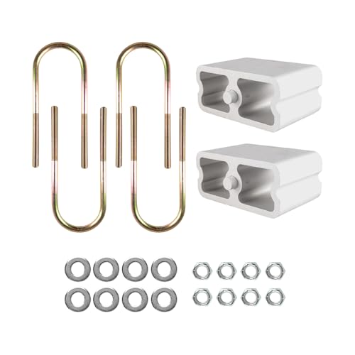 3 Inch Universal Leaf Spring Lowering Block Kit Compatible with 1983-1997 Nissan 720 & Hardbody Pickup - with U-Bolts & Hardware