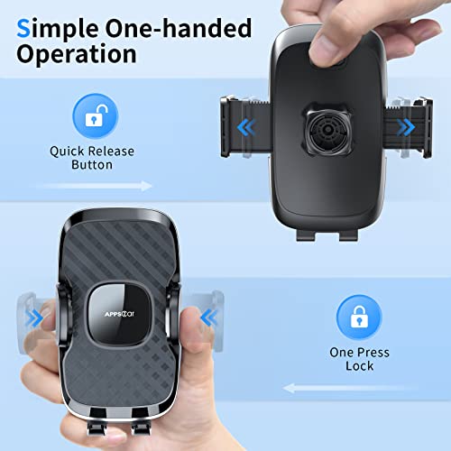 Apps2Car Car Phone Holder Mount, Universal 3-In-1 Dashboard/Windshield/Air Vent Cell Phone Holder, [Stronger Suction & Anti-Shake Stabilizer] Gooseneck Truck Phone Mount Compatible With Iphone Samsung #TOP3