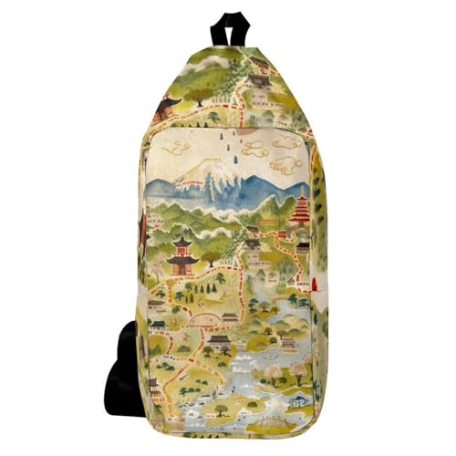 Sac à dos à bandoulière contre la cohue urbaine carte japonaise multicolore