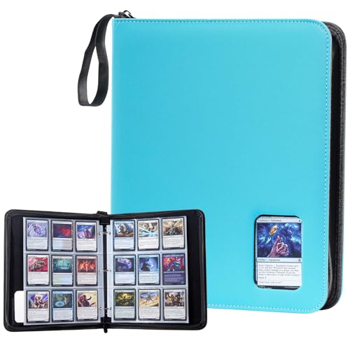 ProCase カードファイル 透明窓付き トップローダー 9つのポケットに900枚のカード収納 コレクションアルバム トレカファイル -ライトブルーの商品画像（Amazon）